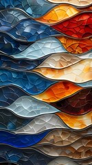 Wall Mural - Abstract Stained Glass Waves