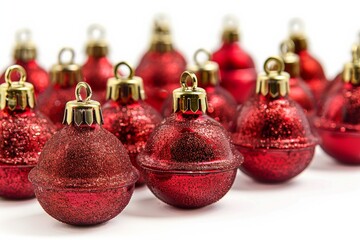Wall Mural - Red Christmas Ornaments Close-Up