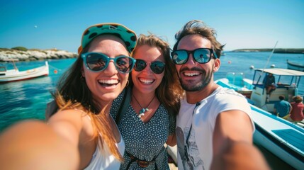 Wall Mural - Friends Taking Selfie on Vacation