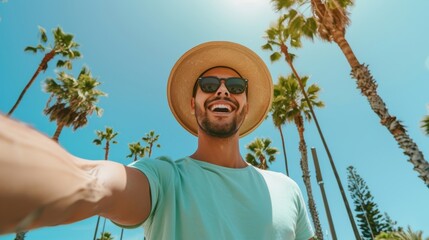 Wall Mural - The smiling man in hat