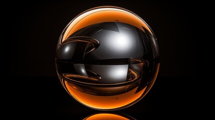 Wall Mural - Glass Sphere with Orange and Black Abstract Design Reflecting Light