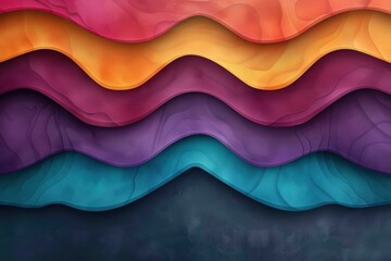 Wall Mural - Vibrant abstract paper art waves