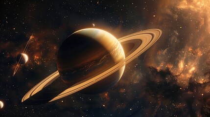 Wall Mural - A planet Saturn with rings around it