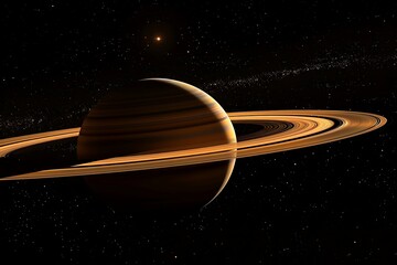 Wall Mural - A planet Saturn with rings around it