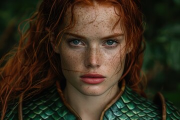 Sticker - Redheaded woman with freckles and green eyes