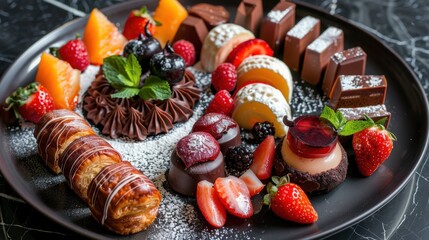 Wall Mural - Assortment of delicious desserts and pastries