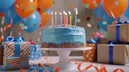 Canvas Print - birthday cake and candles