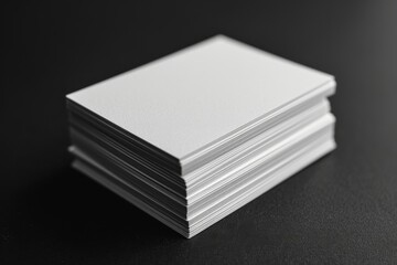 Stack of Blank Business Cards on Black Background