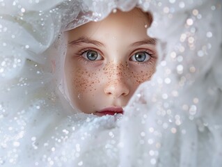 Poster - Enchanting winter portrait of a young person