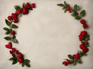 Poster - Red rose flower frame on white background