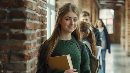 Sticker - The Teenage Student in Hallway