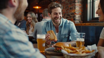 Wall Mural - The friends in a pub