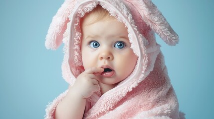 Wall Mural - The baby in pink towel