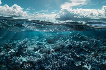 Oceans becoming more acidic due to increased carbon dioxide absorption, threatening marine life and ecosystems, illustrating the consequences of global warming.