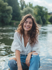 Wall Mural - Portrait of a woman on her travel journey