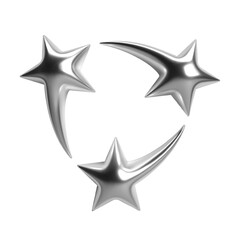 Wall Mural - 3d chrome stars with long, sleek curved tails and shiny silver surfaces. isolated abstract elements 