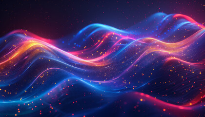 abstract background with colorful waves and glowing dots. concept of technology design for banner or presentation