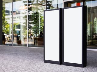 Wall Mural - Mock up signboard stand Blank Media advertising outdoor Public building