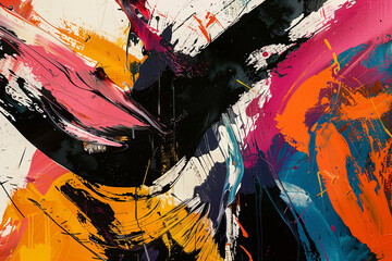 Aufkleber - An abstract expressionist piece conveying powerful emotions through bold strokes and vibrant colors.