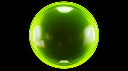 Wall Mural - A bright, shiny, neon-green, glowing, transparent oval object with reflections.