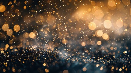 Wall Mural - beautiful gold glitter bokeh black background