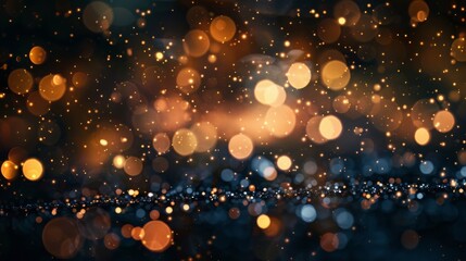 Wall Mural - beautiful gold glitter bokeh black background