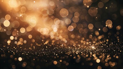 Wall Mural - beautiful gold glitter bokeh black background