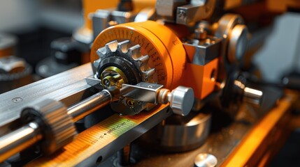 Poster - Close-up view of a machine on a table, suitable for use in industrial or technical contexts