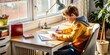 © hobonski - The boy is doing his homework in his room at his desk.