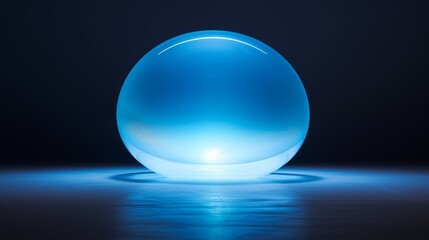 Poster - Abstract Digital Artwork of a Glowing Blue Orb with Ethereal Illumination