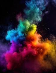 Wall Mural -  Abstract Coloful Smoke Dust Particles Night haze