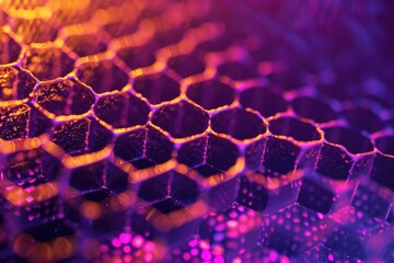 Poster - a close-up shot of a computer keyboard lit with purple and yellow lights