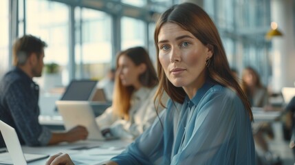 Poster - The woman in blue blouse