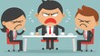 © monvideo - A cartoon depiction of an angry boss yelling at two employees