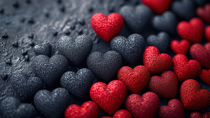 Wall Mural - black and red Hearts Shapes