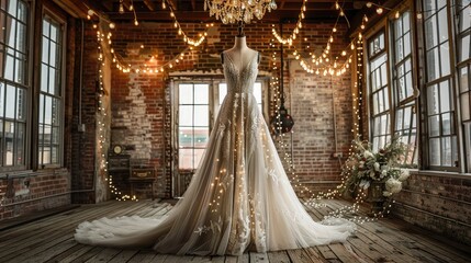 Wedding gown featured at a wedding venue by a designer