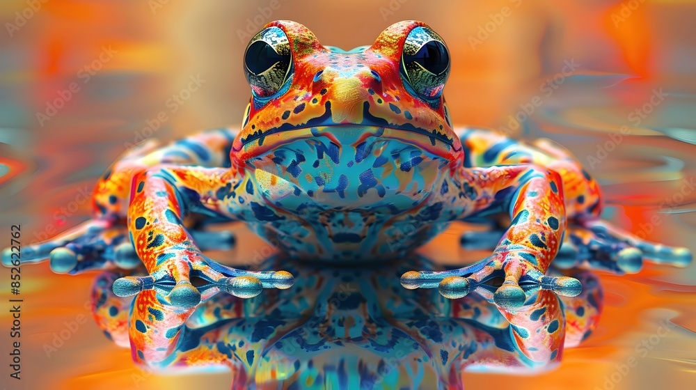 Captivating Cubist Interpretation of a Vibrant Golden Poison Frog's ...