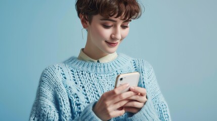 Wall Mural - The Woman Using Phone