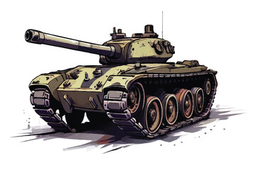 Wall Mural - Military Tank Illustration on white Background. Tank Vector Background. Warfare armored military battle tank. 