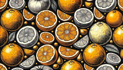 Wall Mural - A various types of oranges on a black background