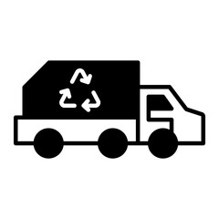 Wall Mural - Recycling Truck icon. black fill icon