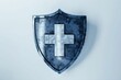 © asura - Shield surrounding medical cross health insurance, protection, security, coverage, white