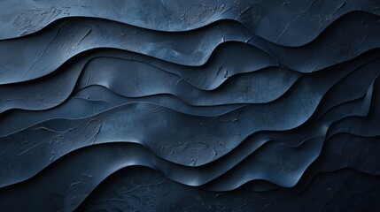 Poster - A close-up of an abstract wavy texture background in a deep blue color