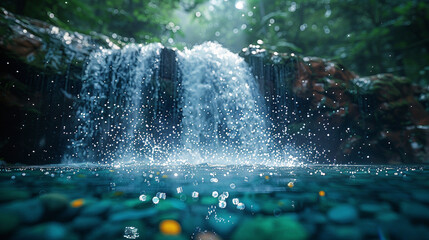 Canvas Print - water flowing from the fountain