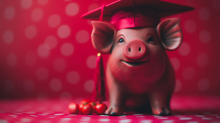 a piggy bank with a graduation cap and tassel on top, symbolizing education and success.