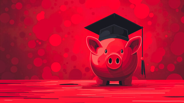 a piggy bank with a graduation cap and tassel on top, symbolizing education and success.