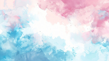 Aufkleber - Soft pastel watercolor abstract painting with blue, pink, and white hues