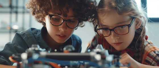 Inventive kids enjoying science lesson at school