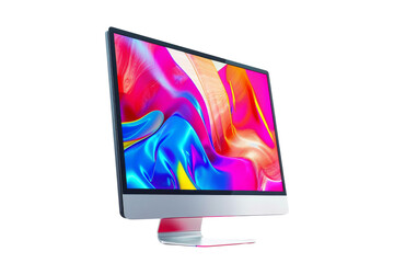 Poster - Modern desktop computer with a colorful vibrant screen, showcasing a sleek design and high-resolution display on a white background.