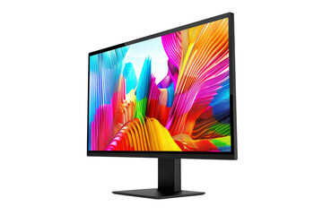 Poster - Modern computer monitor displaying vibrant and colorful graphics, set against a white background. Perfect for technology and office concepts.